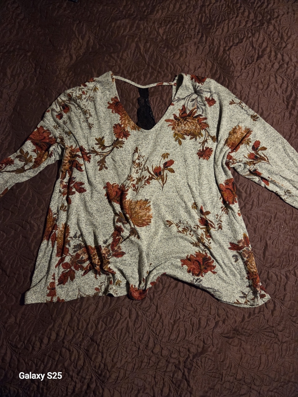 Maurices Black Lace Accent Floral Top 3xl